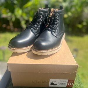Steve Madden Black Leather Men's Boots